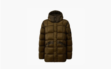 C.P. Company DD Shell Long Hooded Down Jacket Brown 