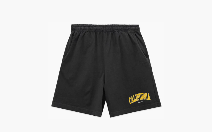 SPORTY & RICH California Gym printed cotton-jersey shorts Black 