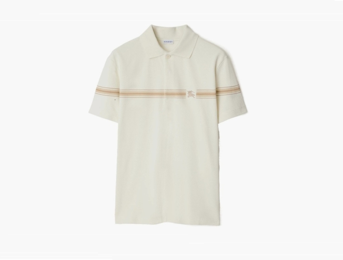 Burberry Striped Cotton Polo Shirt  "Ice" 