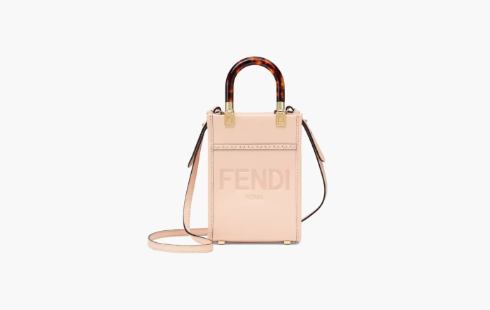 Fendi Sunshine Mini Leather Shopper Bag Light Pink 