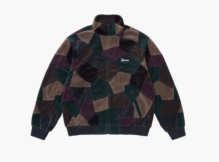 Supreme Patchwork Velour Track Jacket  "Dark Navy" 