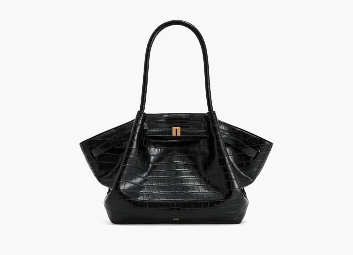 JW PEI Hana Medium Tote Bag Black Croc 