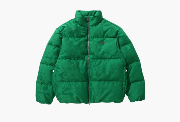 A Bathing Ape Tonal Solid Camo Puffer Down Jacket Green 