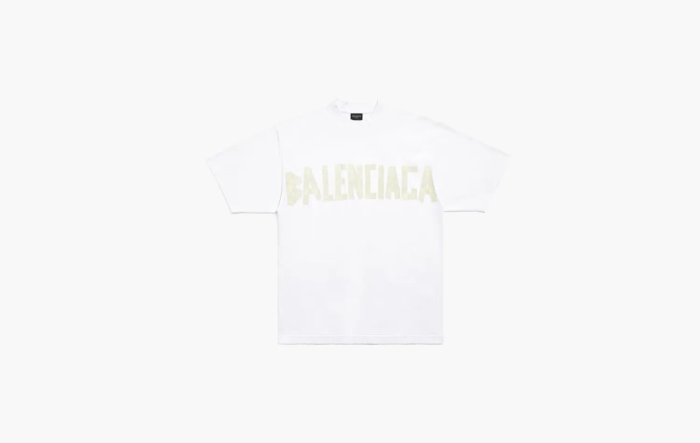 Balenciaga Tape Type T-shirt Medium Fit White  Balenciaga Tape Type T-shirt Medium Fit White