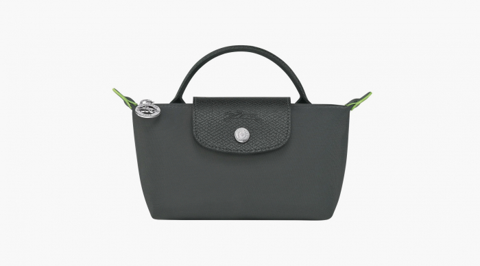 Longchamp Le Pliage Green Handle Pouch "Graphite" 