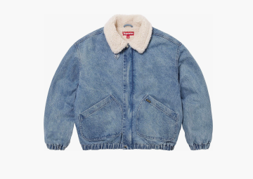 Supreme Faux Shearling Lined Bomber Jacket Denim 