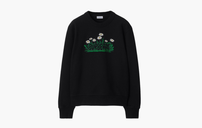 Burberry Daisy Logo Cotton Sweatshirt  "Black" 