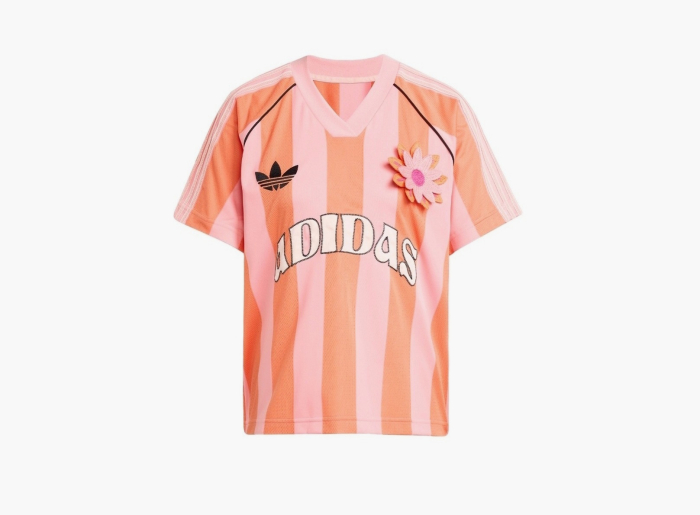 Adidas Originals Striped  Jersey T-Shirt  "Semi Pink Spark / Semi Solar Orange" 