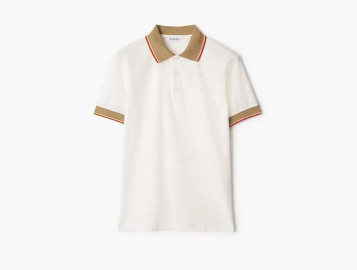 Burberry Cotton Polo Shirt  "Chalk" 