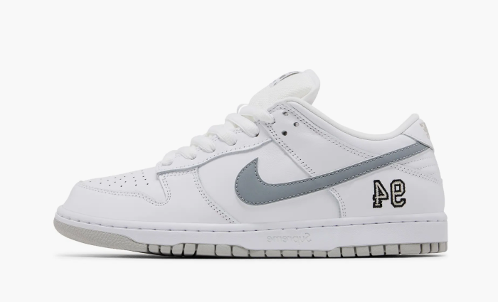 Nike Dunk Low SB x Supreme White Metallic Silver 