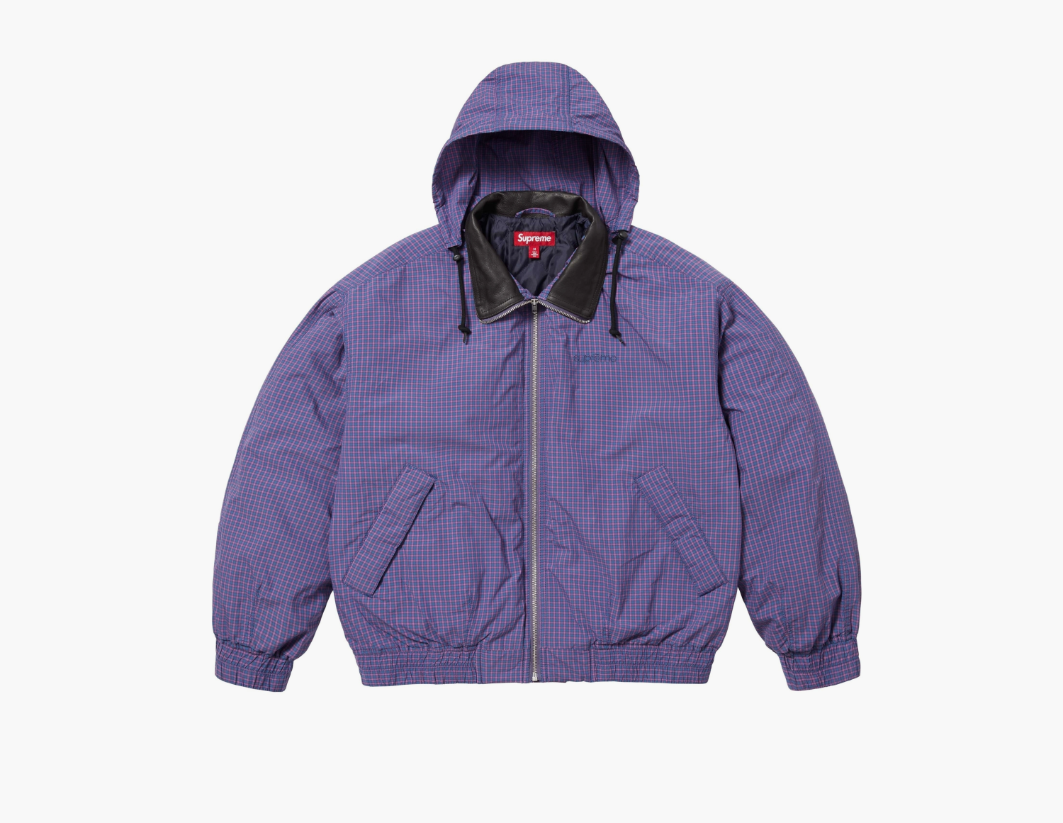 Supreme Leather Collar Utility Jacket Blue Plaid  Supreme Leather Collar Utility Jacket Blue Plaid