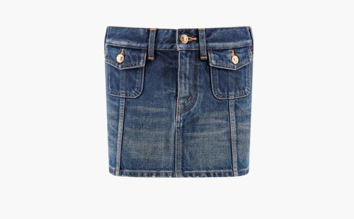 Celine Mini Skirt In Dark Union Wash Denim  Celine Mini Skirt In Dark Union Wash Denim
