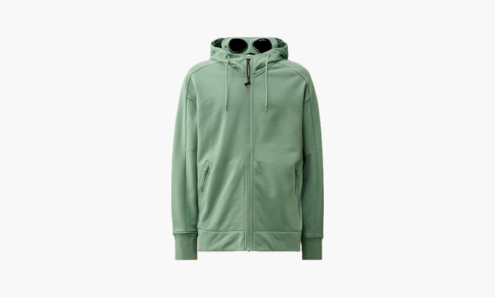 C.P. Company Diagonal Raised Fleece Goggle Zipped Hoodie "Green" 