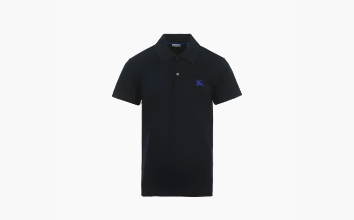 Burberry Embroidered Short Sleeved Polo Shirt Dark Blue 