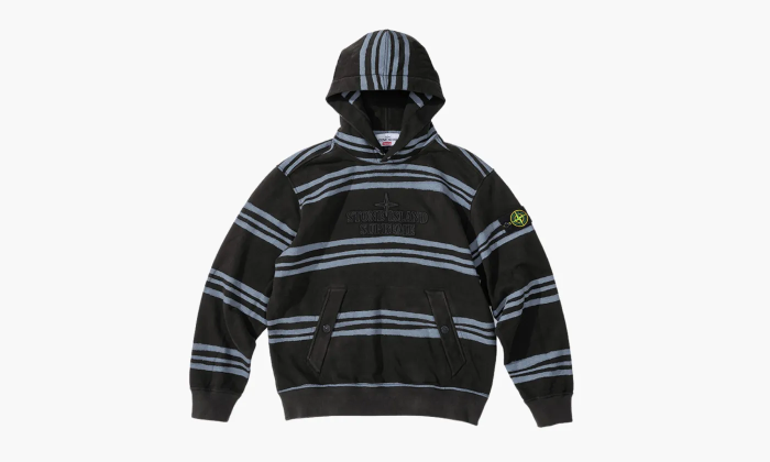 Stone Island X Supreme Warp Stripe Hooded Sweatshirt Black 
