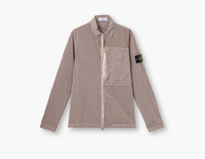 Stone Island Nylon Metal In Econyl Overshirt with Pocket and Two-Way Zip Antique Rose 