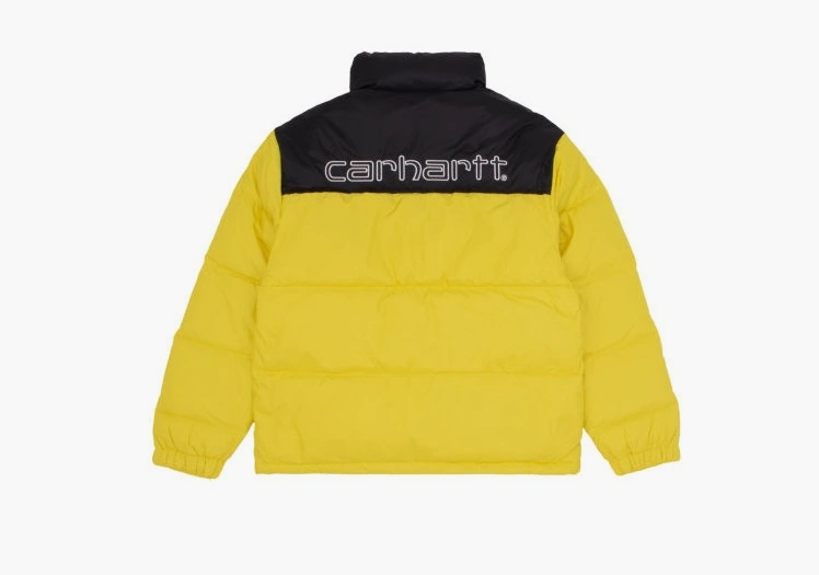 Carhartt WIP Embroidered Quilted Zip-Up Down Puffer Jacket Yellow  Carhartt WIP Embroidered Quilted Zip-Up Down Puffer Jacket Yellow