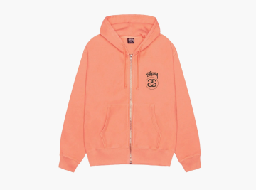 Stussy Stock Link Zip Hoodie Pigment Dyed Sherbert 