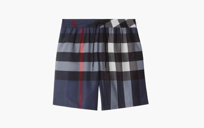Burberry Check Swim Shorts  Carbon blue 