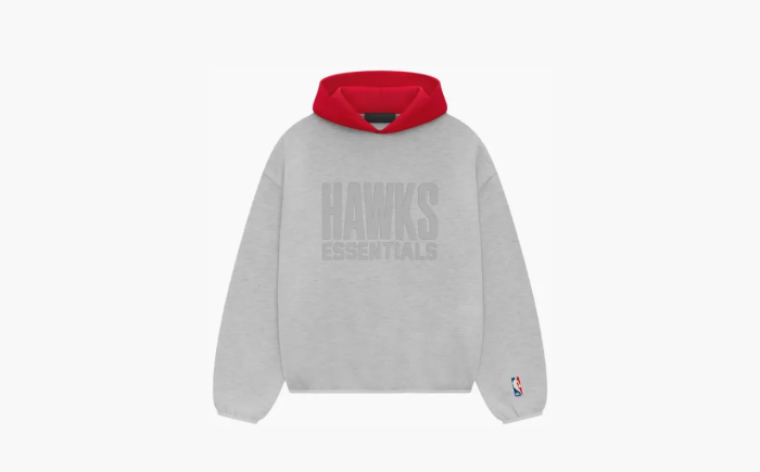 Fear of God Essentials x NBA Atlanta Hawks Hoodie Grey Red 