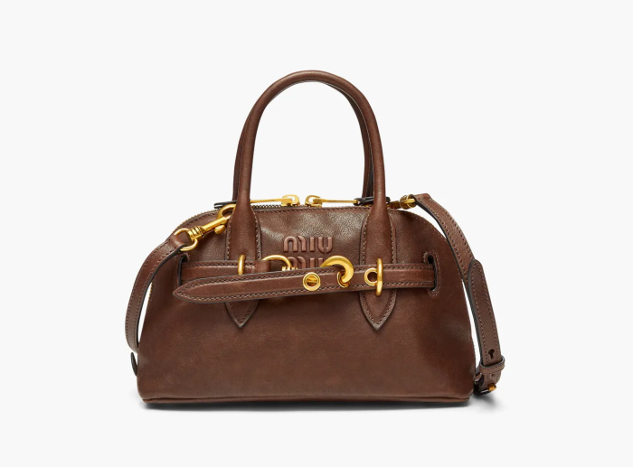 Miu Miu Aventure Nappa Leather Top Handle Bag Briarwood 