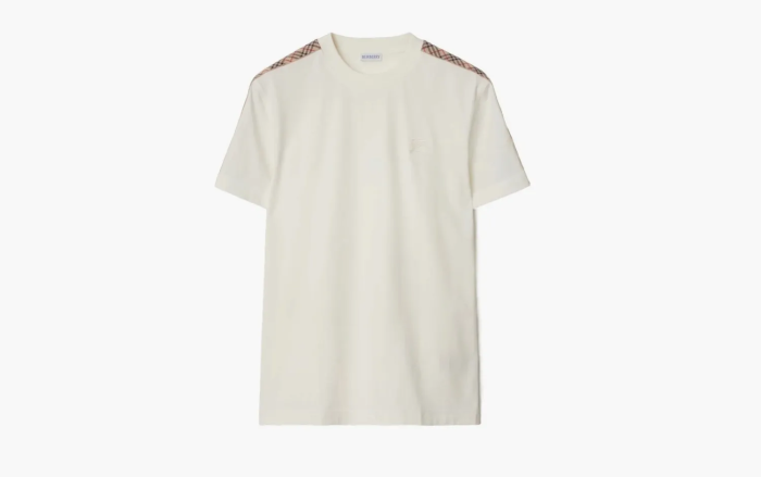 Burberry Check Trim Cotton T-shirt Chalk 