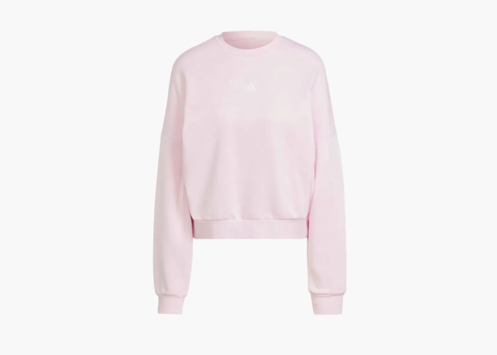 Adidas Essentials Small Logo Feelcozy Sweatshirt Clear Pink / White  Adidas Essentials Small Logo Feelcozy Sweatshirt Clear Pink / White