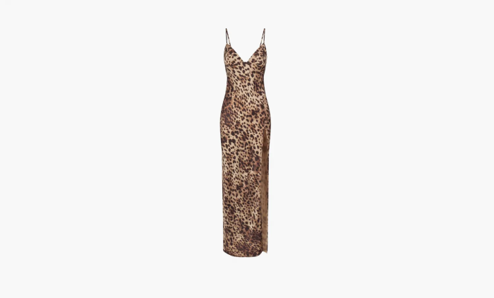 Skims x Dolce&Gabbana Silk Long Slip Dress Leopard 