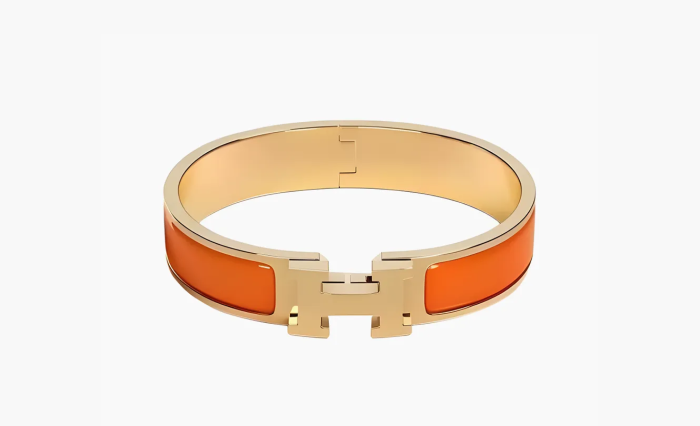 Hermes Enamel Clic H Bracelet Fresh Orange  Hermes Enamel Clic H Bracelet Fresh Orange