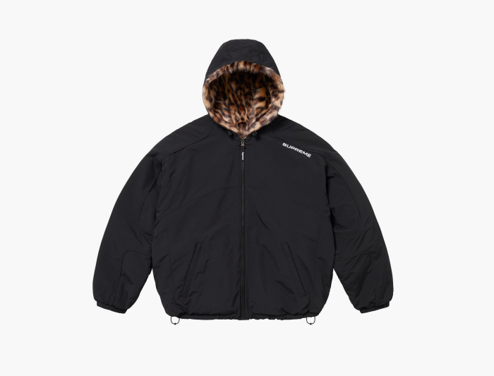 Supreme Faux Fur Reversible Hooded Track Jacket  "Black" 