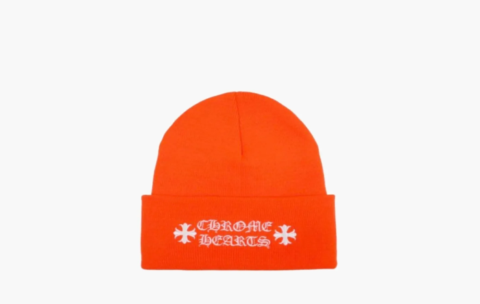 Chrome Hearts Logo Beanie Safety Orange  Chrome Hearts Logo Beanie Safety Orange