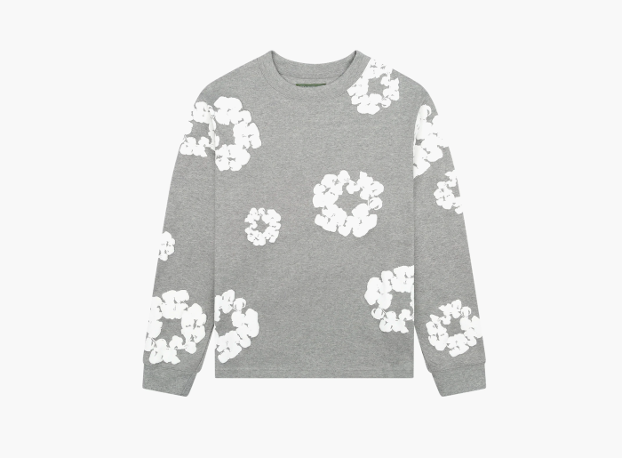 Denim Tears Cotton Wreath Long Sleeve T-Shirt Grey 