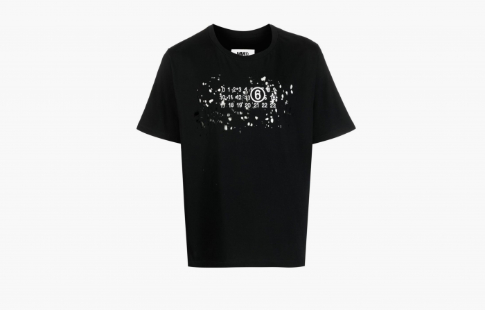 MM6 Maison Margiela Destroyed Logo Print T-Shirt "Black" 