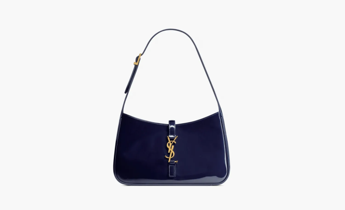 Saint Laurent Le 5 A 7 Bag In Patent Leather Midnight Blue 