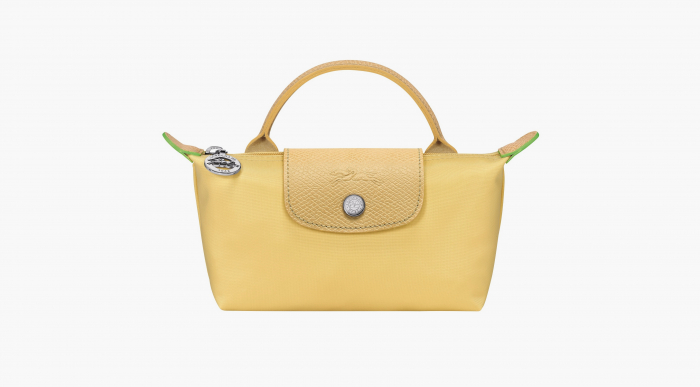 Longchamp Le Pliage Green Handle Pouch "Wheat" 