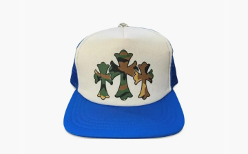 Chrome Hearts Triple Cross Trucker Hat Blue/White 