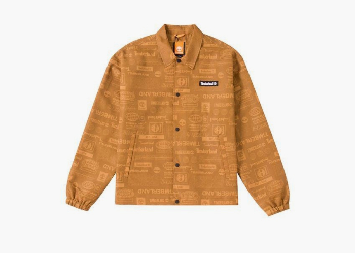 Timberland Letter Pattern Full Print Windbreaker Jacket Wheat  Timberland Letter Pattern Full Print Windbreaker Jacket Wheat