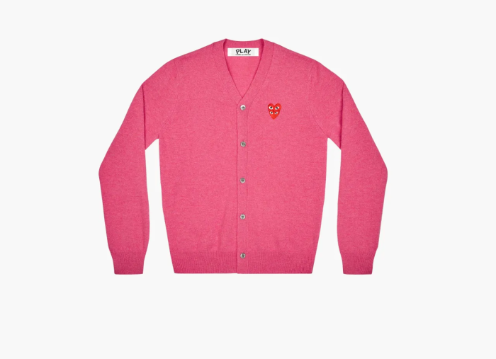 COMME des GARCONS PLAY Cardigan Red Emblem Pink  COMME des GARCONS PLAY Cardigan Red Emblem Pink