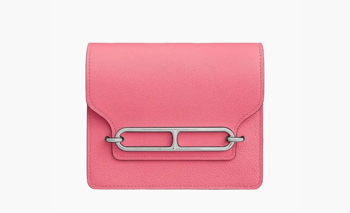 Hermes Roulis Calfskin Pig Nose Card Holder Fanny Pack Coin Purse Pink 