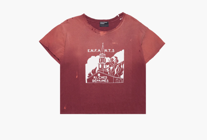 Enfants Riches Déprimés Burning Church T-Shirt Dark Scarlet 