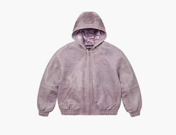 Supreme Studded Hooded Leather Jacket Lilac 