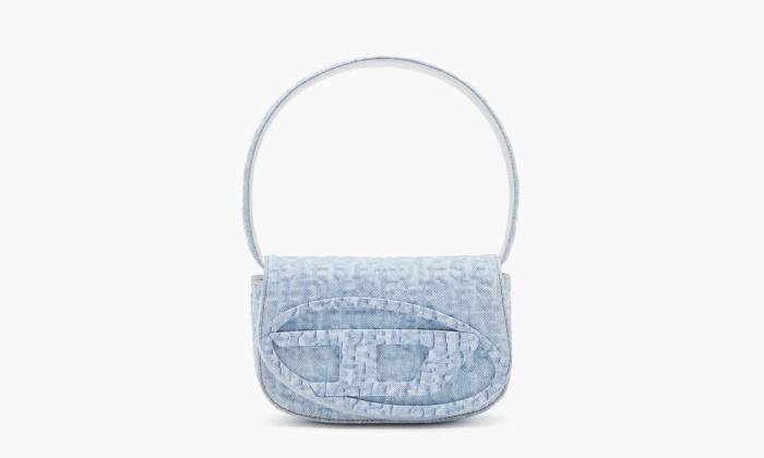 Diesel 1DR Shoulder Bag Monogram Denim Light Blue 