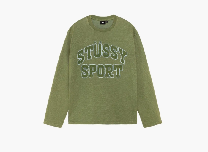 Stussy 2 Tone Cotton Mesh Crew  Green 