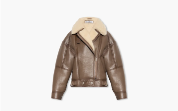 Acne Studios Leather Shearling Jacket Brown 