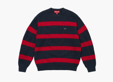 Supreme Loose Gauge Stripe Small Box Sweater Navy 