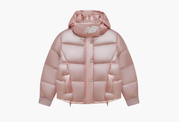 New Balance Cropped Hooded Down Jacket Pink 