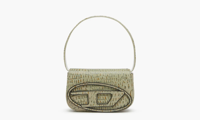 Diesel 1DR Shoulder Bag Croc-print Military Green 