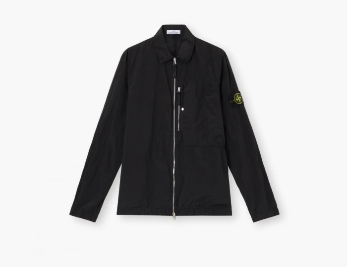 Stone Island Nylon Metal In Econyl Overshirt with Pocket and Two-Way Zip Black 