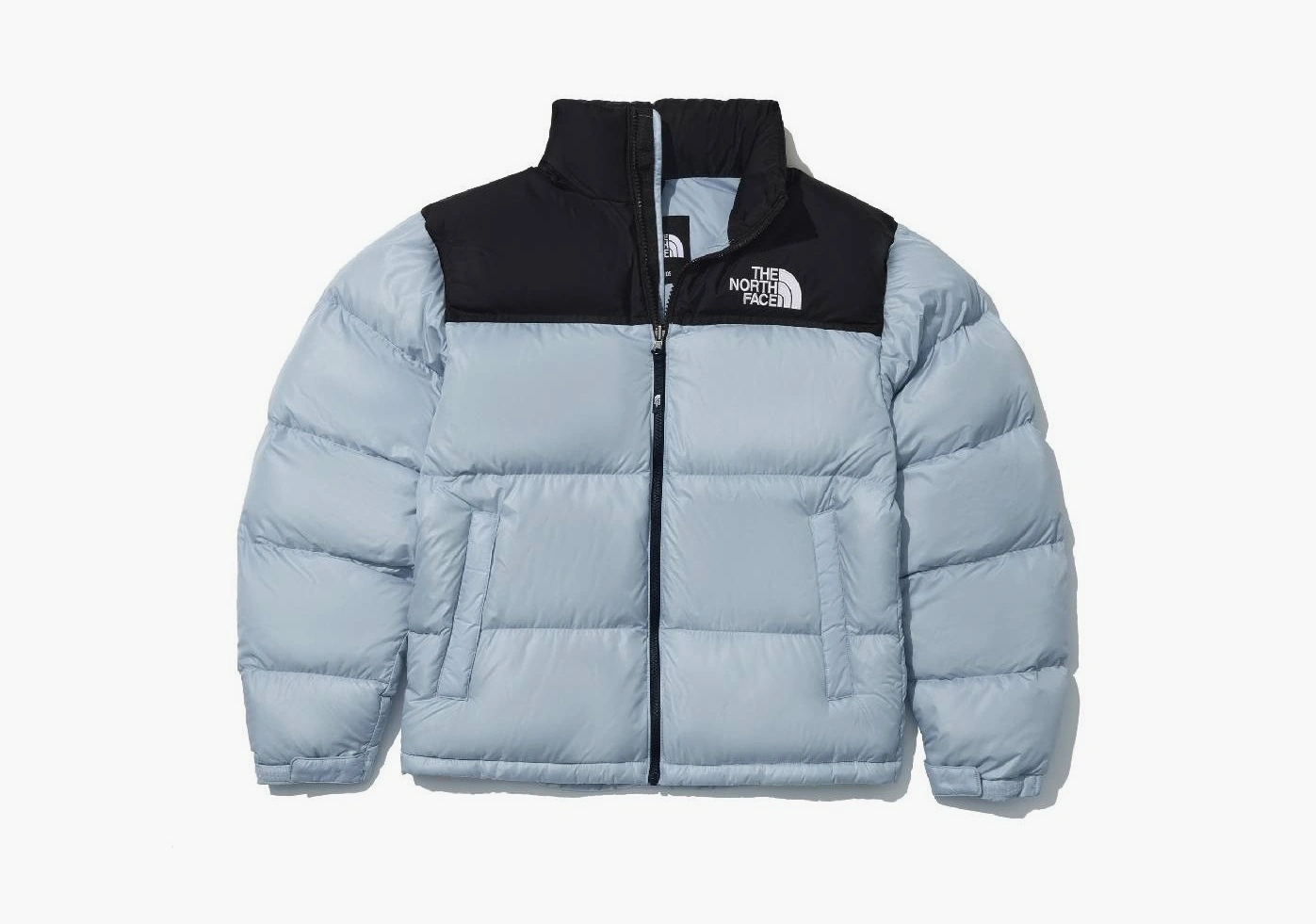 The North Face Logo Nuptse Puffer Jacket Blue  The North Face Logo Nuptse Puffer Jacket Blue