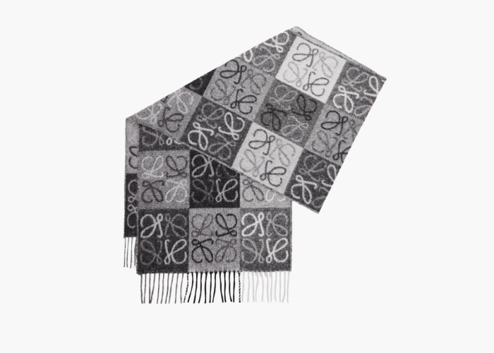 Loewe Scarf In Wool and Cashmere Black/White 